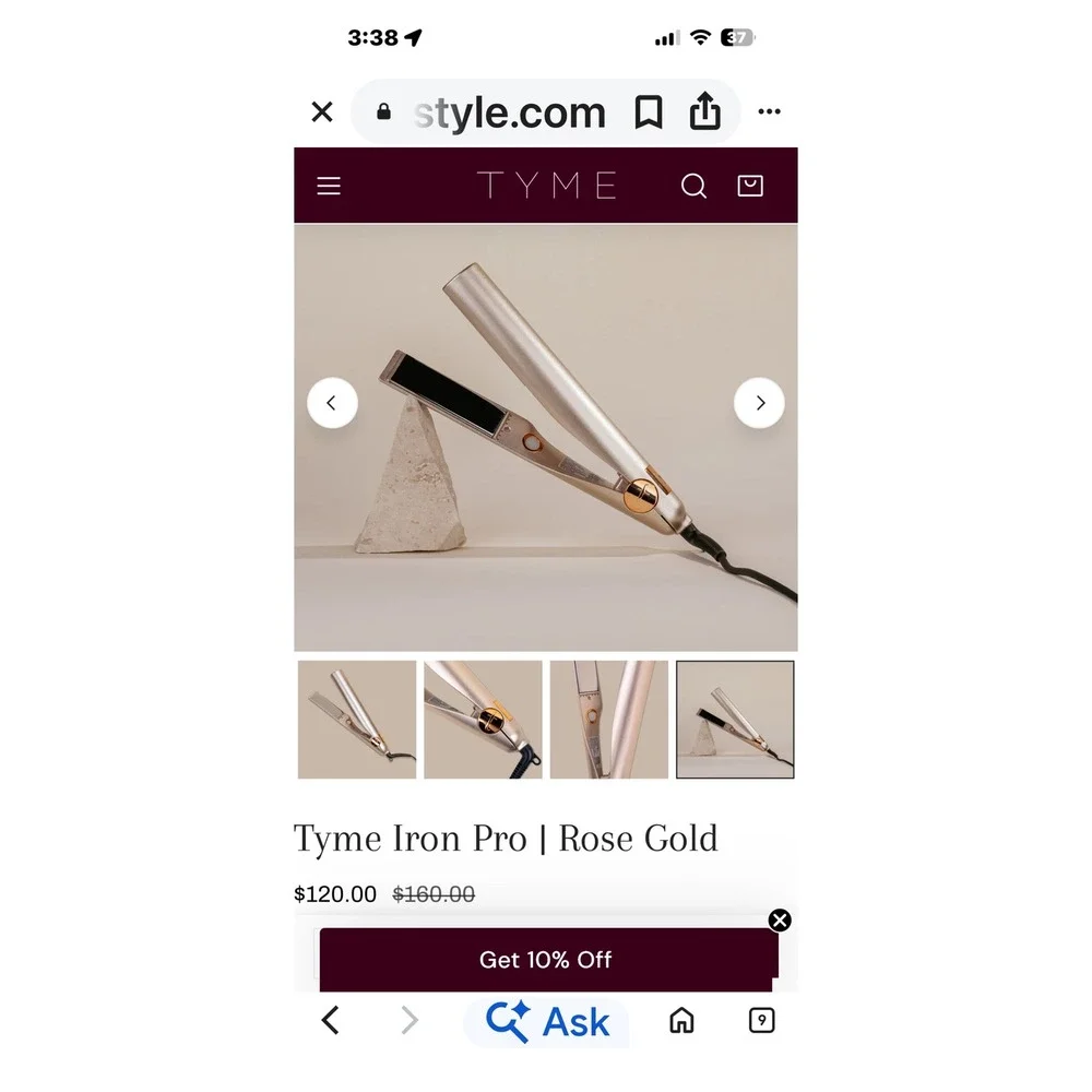 TYME Iron Pro Rose Gold Hair Straightener and Curler 2-in-1 Titanium Plates new
